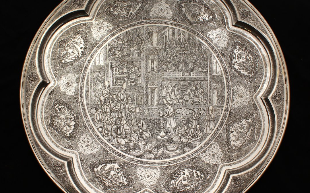 A superb large Persian solid silver circular plaque by Lahiji/Auctioneers and Valuers