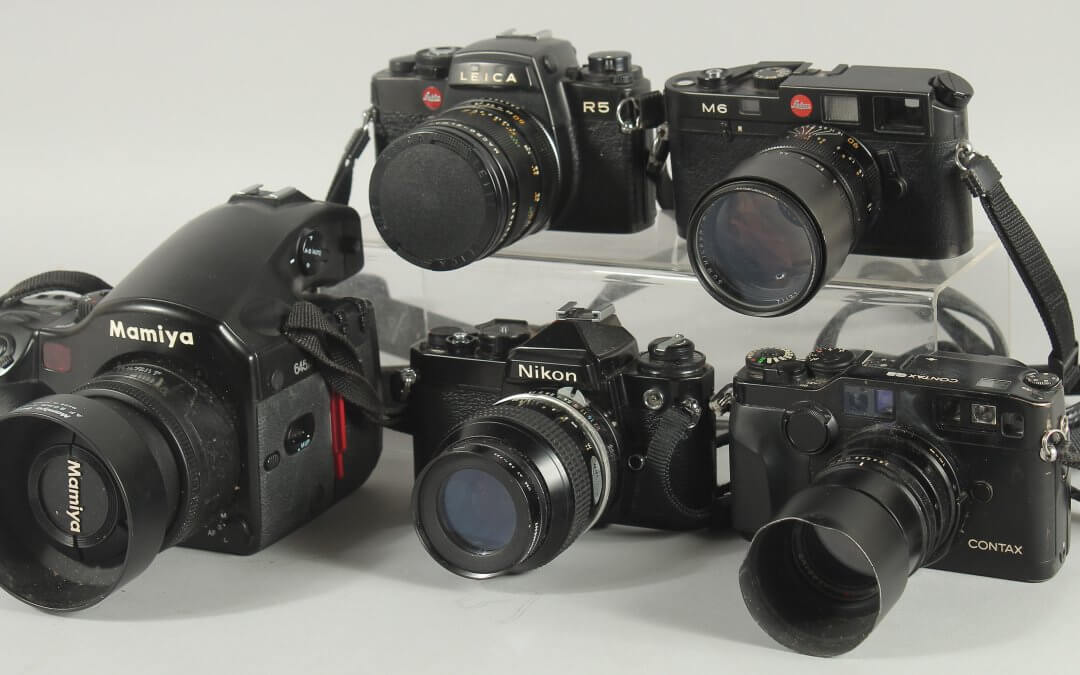 A good collection of cameras including a Mamiya 645, a
