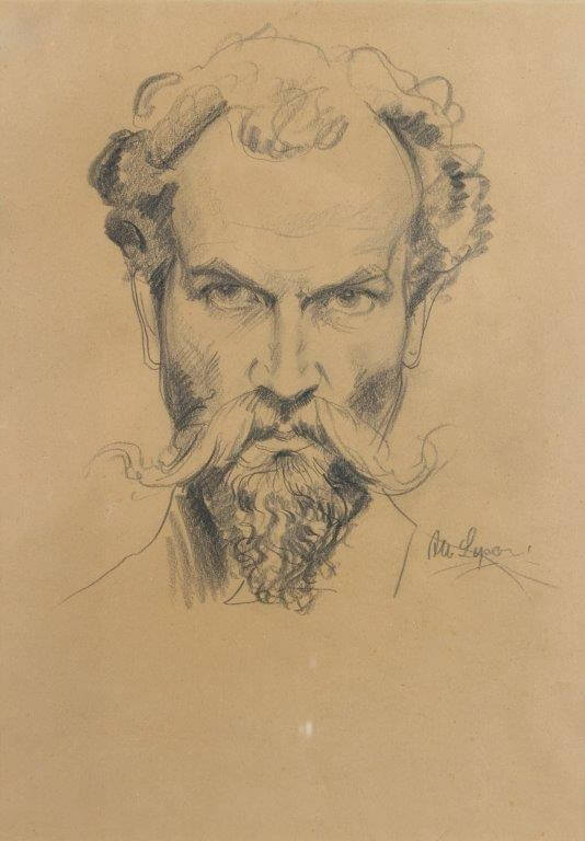 Albert Lipczinski (1876-1974). Self portrait charcoal,