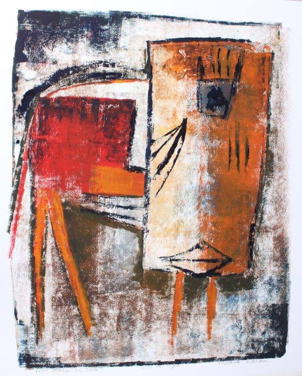 Muraina Oyelami (b.1940) Lion oil on paper signed and inscribed