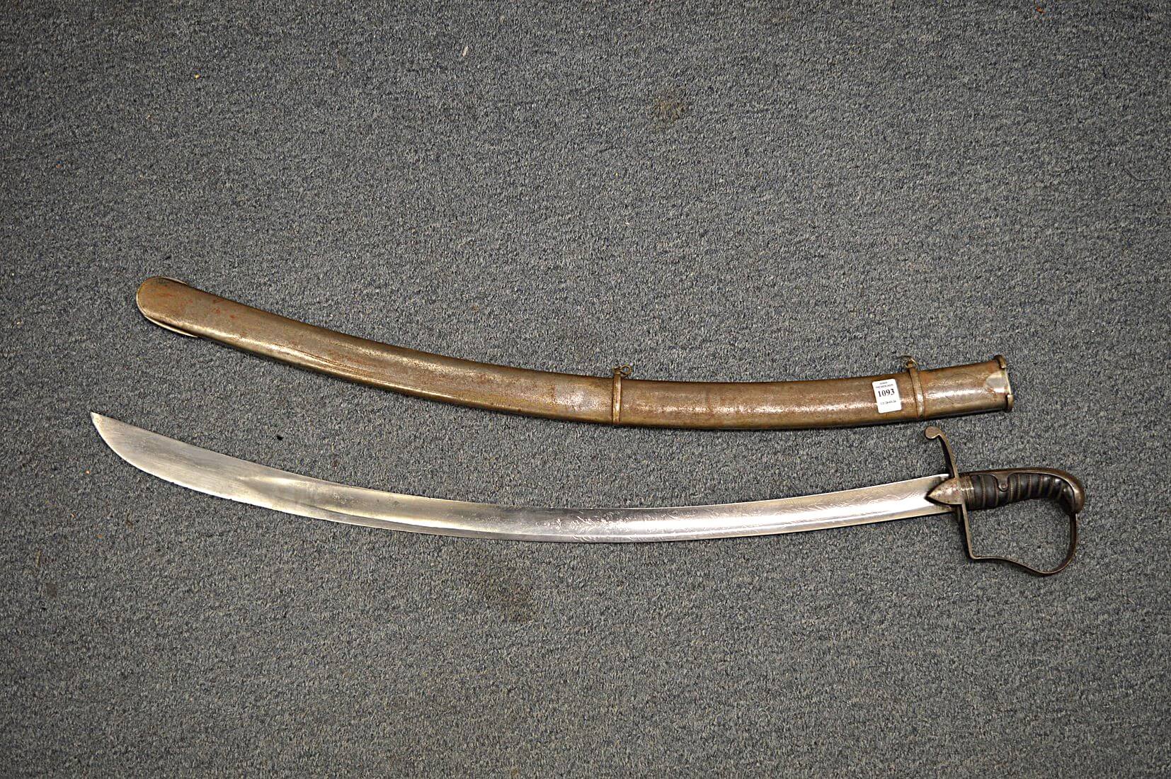 A 19th century sword with steel scabbard. Saturday antique