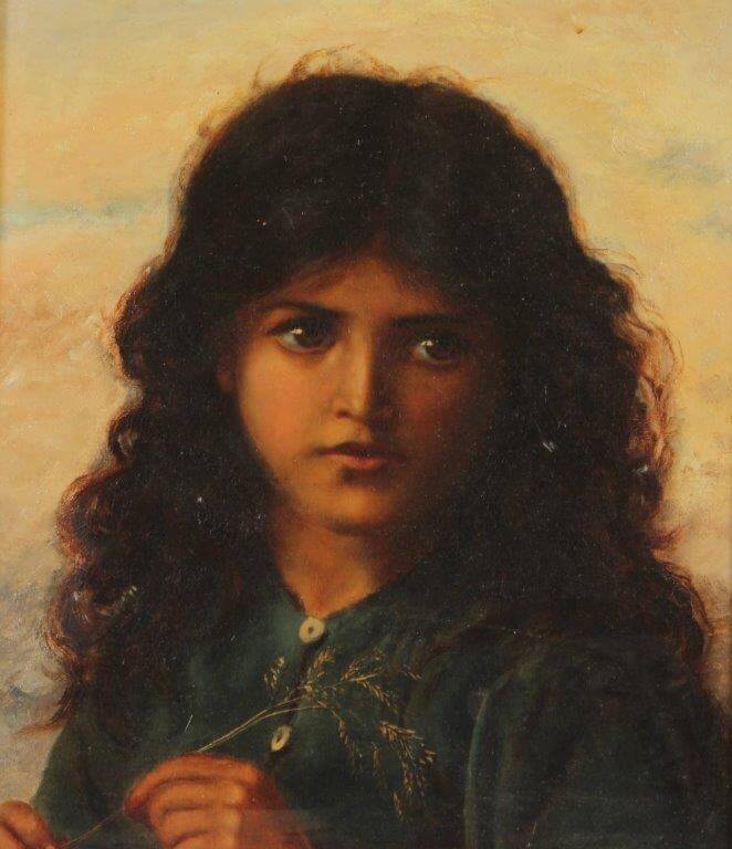 Attributed to Sophie Anderson. Portrait of a girl. Oil on