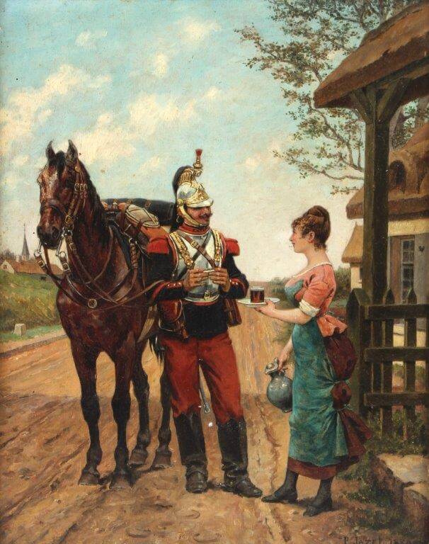 Paul Leon Jazet (1848-1918) Refreshment for a Cavalryman