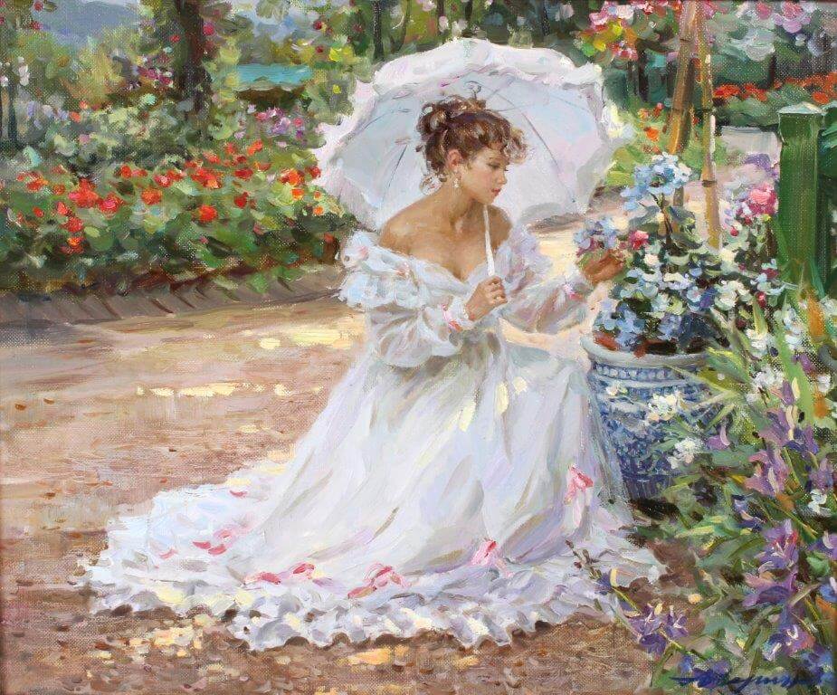 Alexandre Averine. The Scent of Flowers. Oil on canvas. 36.5 x
